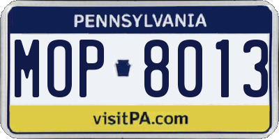 PA license plate MOP8013