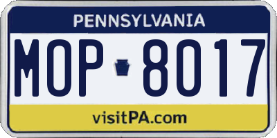 PA license plate MOP8017