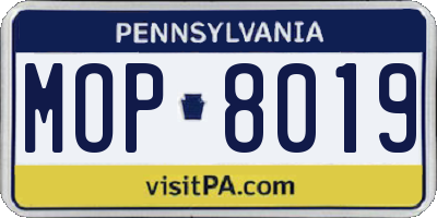 PA license plate MOP8019