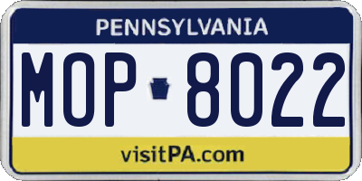 PA license plate MOP8022