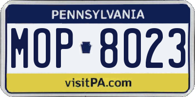 PA license plate MOP8023