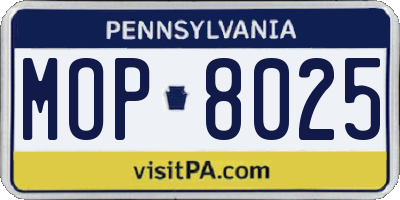 PA license plate MOP8025