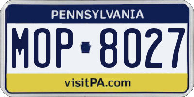 PA license plate MOP8027