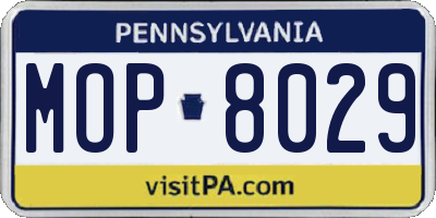 PA license plate MOP8029