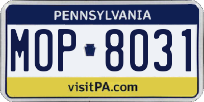 PA license plate MOP8031