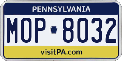 PA license plate MOP8032