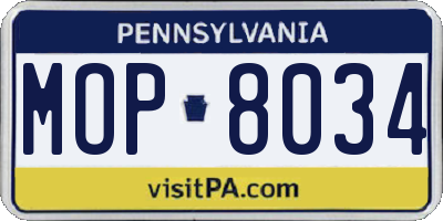 PA license plate MOP8034
