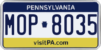 PA license plate MOP8035