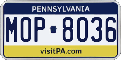 PA license plate MOP8036