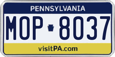 PA license plate MOP8037