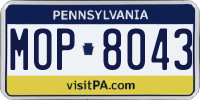 PA license plate MOP8043