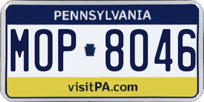 PA license plate MOP8046