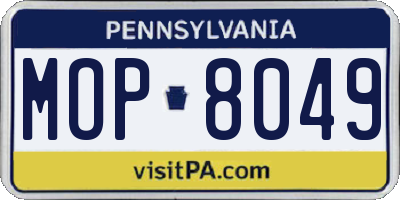 PA license plate MOP8049