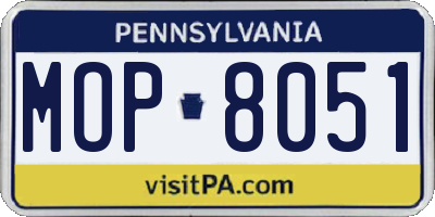 PA license plate MOP8051