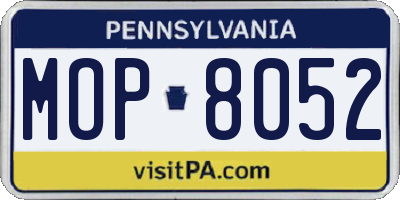 PA license plate MOP8052