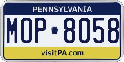 PA license plate MOP8058