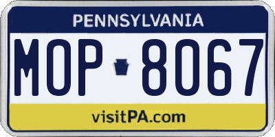 PA license plate MOP8067