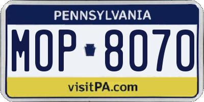 PA license plate MOP8070