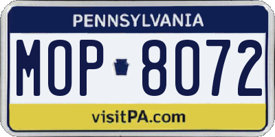PA license plate MOP8072