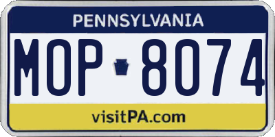 PA license plate MOP8074