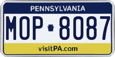 PA license plate MOP8087