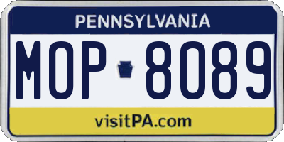PA license plate MOP8089