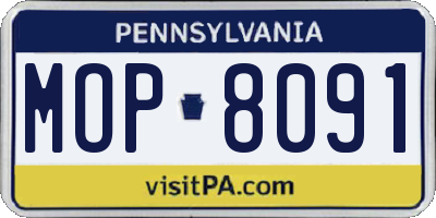PA license plate MOP8091