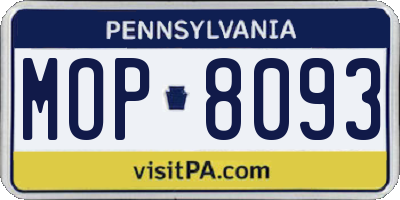 PA license plate MOP8093