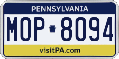 PA license plate MOP8094
