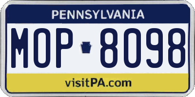 PA license plate MOP8098