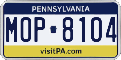 PA license plate MOP8104