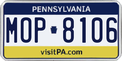 PA license plate MOP8106