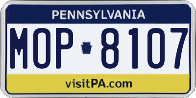 PA license plate MOP8107