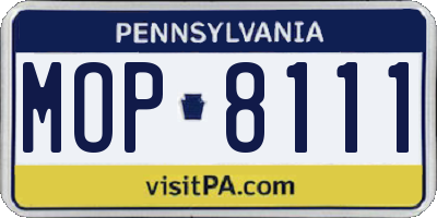 PA license plate MOP8111