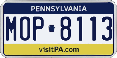 PA license plate MOP8113