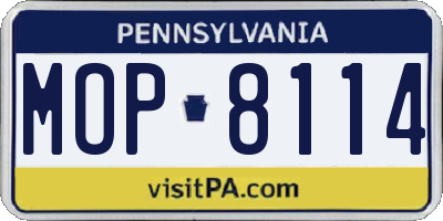 PA license plate MOP8114