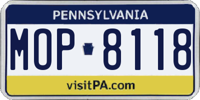 PA license plate MOP8118