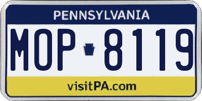 PA license plate MOP8119