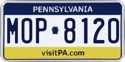 PA license plate MOP8120
