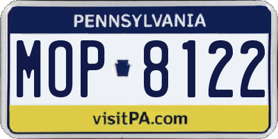 PA license plate MOP8122