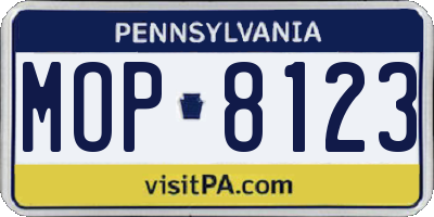 PA license plate MOP8123