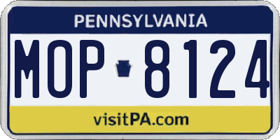 PA license plate MOP8124