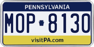PA license plate MOP8130