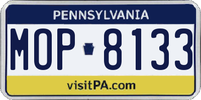 PA license plate MOP8133