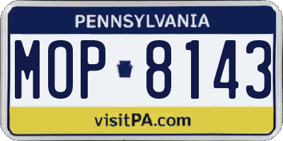 PA license plate MOP8143