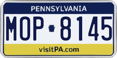 PA license plate MOP8145
