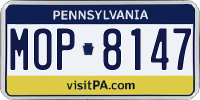 PA license plate MOP8147