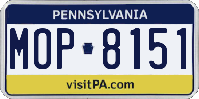 PA license plate MOP8151