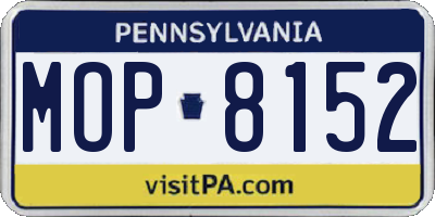 PA license plate MOP8152