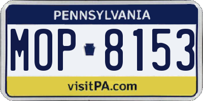 PA license plate MOP8153